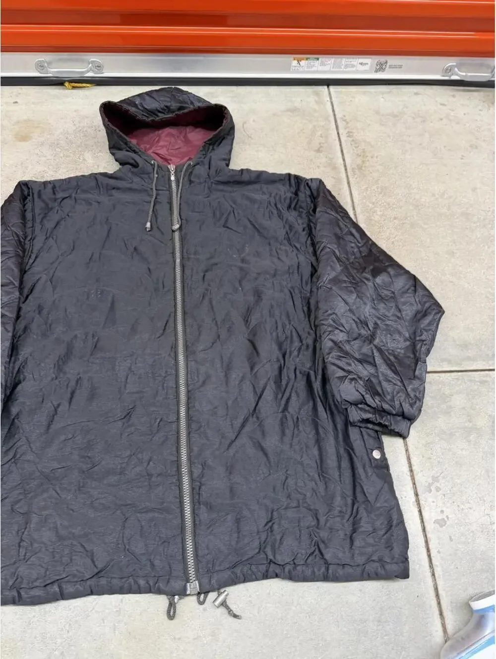 vintage adidas black and burgandy zip up puffer jacket size xxl
